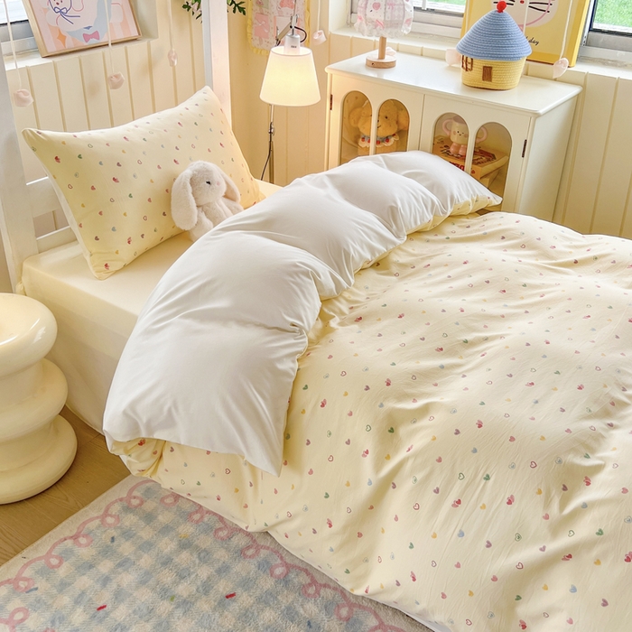 91家纺网 家纺一手货源 找家纺 简冠家纺 2026新款仿棉水洗棉学生三件套宿舍三件套多件套大礼包 五彩甜心