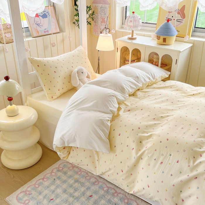 91家纺网 家纺一手货源 找家纺 简冠家纺 2026新款仿棉水洗棉学生三件套宿舍三件套多件套大礼包 五彩甜心