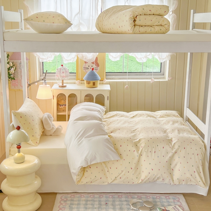 91家纺网 家纺一手货源 找家纺 简冠家纺 2026新款仿棉水洗棉学生三件套宿舍三件套多件套大礼包 五彩甜心