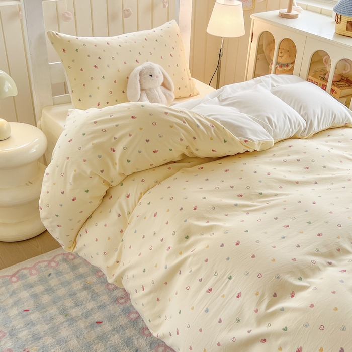 91家纺网 家纺一手货源 找家纺 简冠家纺 2026新款仿棉水洗棉学生三件套宿舍三件套多件套大礼包 五彩甜心