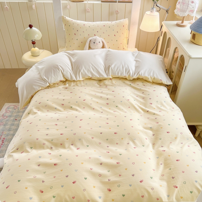 91家纺网 家纺一手货源 找家纺 简冠家纺 2026新款仿棉水洗棉学生三件套宿舍三件套多件套大礼包 五彩甜心