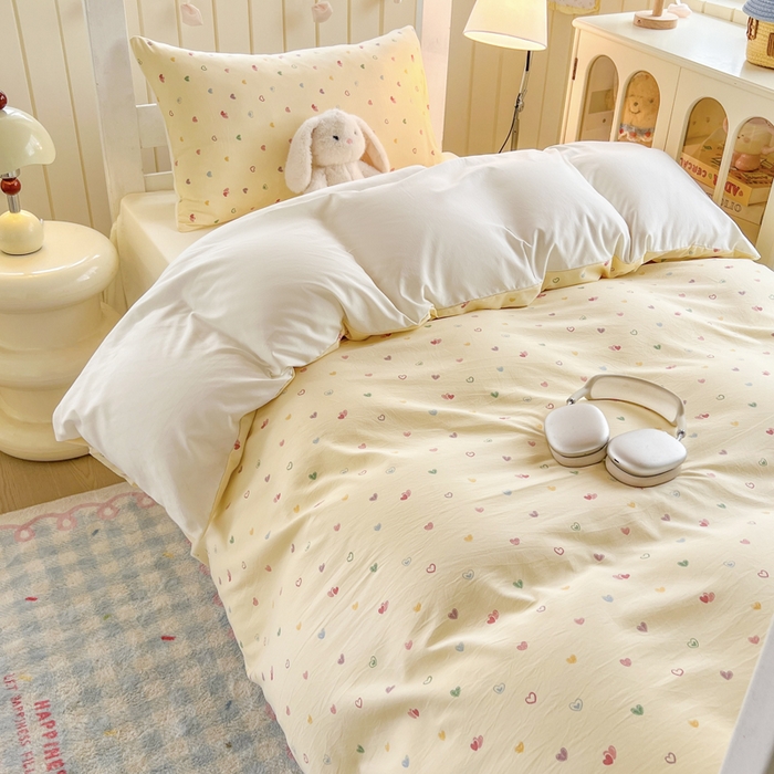 91家纺网 家纺一手货源 找家纺 简冠家纺 2026新款仿棉水洗棉学生三件套宿舍三件套多件套大礼包 五彩甜心