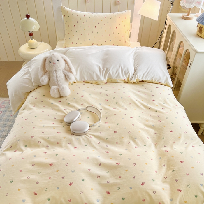 91家纺网 家纺一手货源 找家纺 简冠家纺 2026新款仿棉水洗棉学生三件套宿舍三件套多件套大礼包 五彩甜心