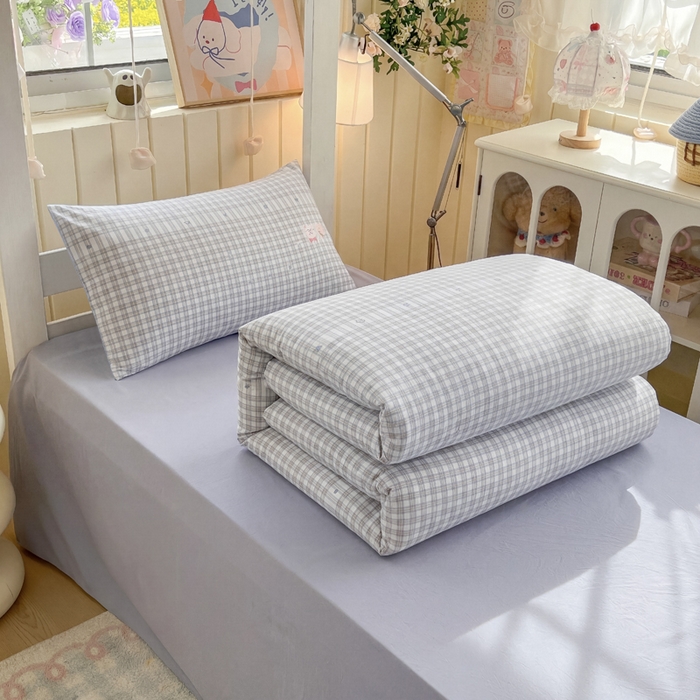 91家纺网 家纺一手货源 找家纺 简冠家纺 2026新款仿棉水洗棉学生三件套宿舍三件套多件套大礼包 心海