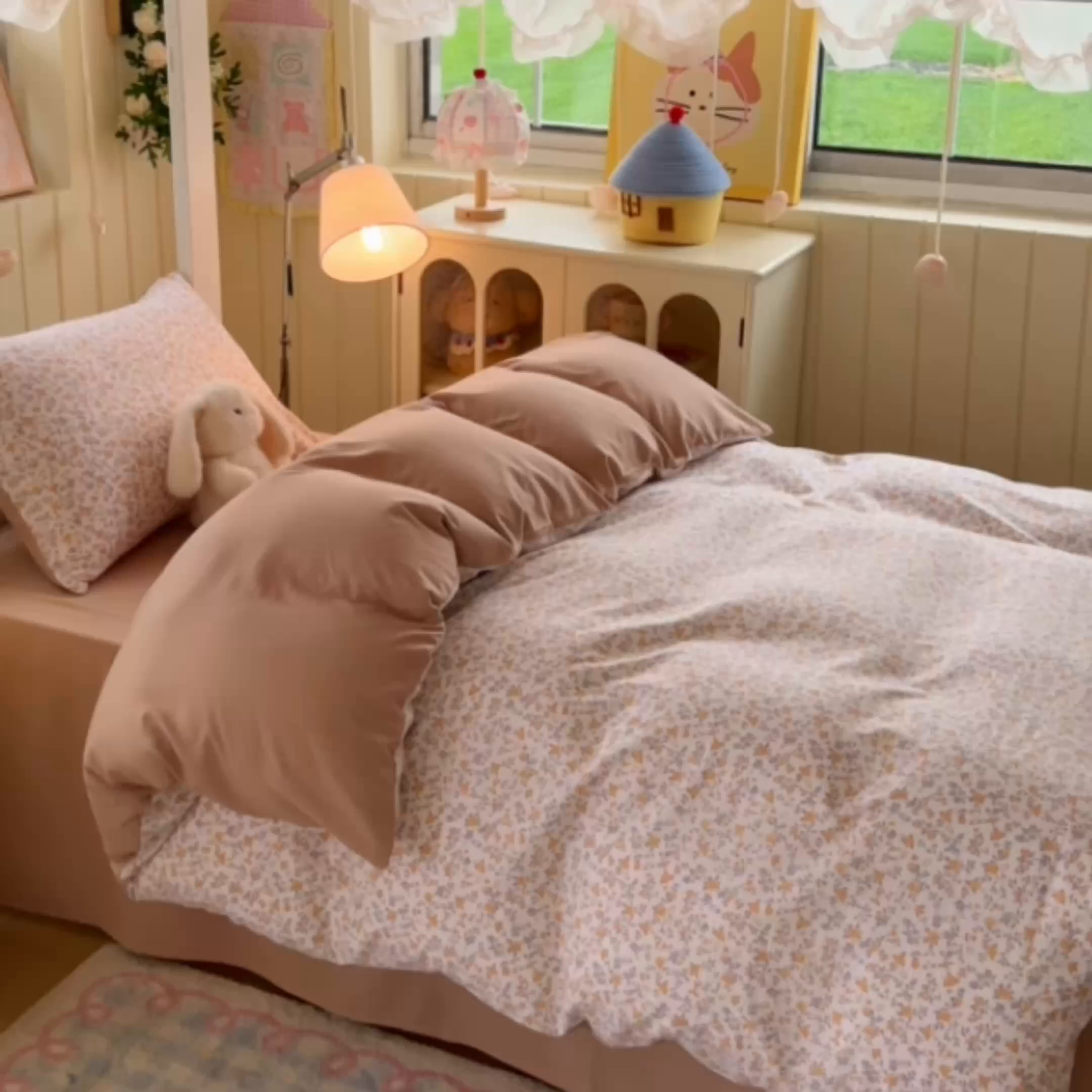 91家纺网 家纺一手货源 找家纺 简冠家纺 2026新款仿棉水洗棉学生三件套宿舍三件套多件套大礼包 花语梦