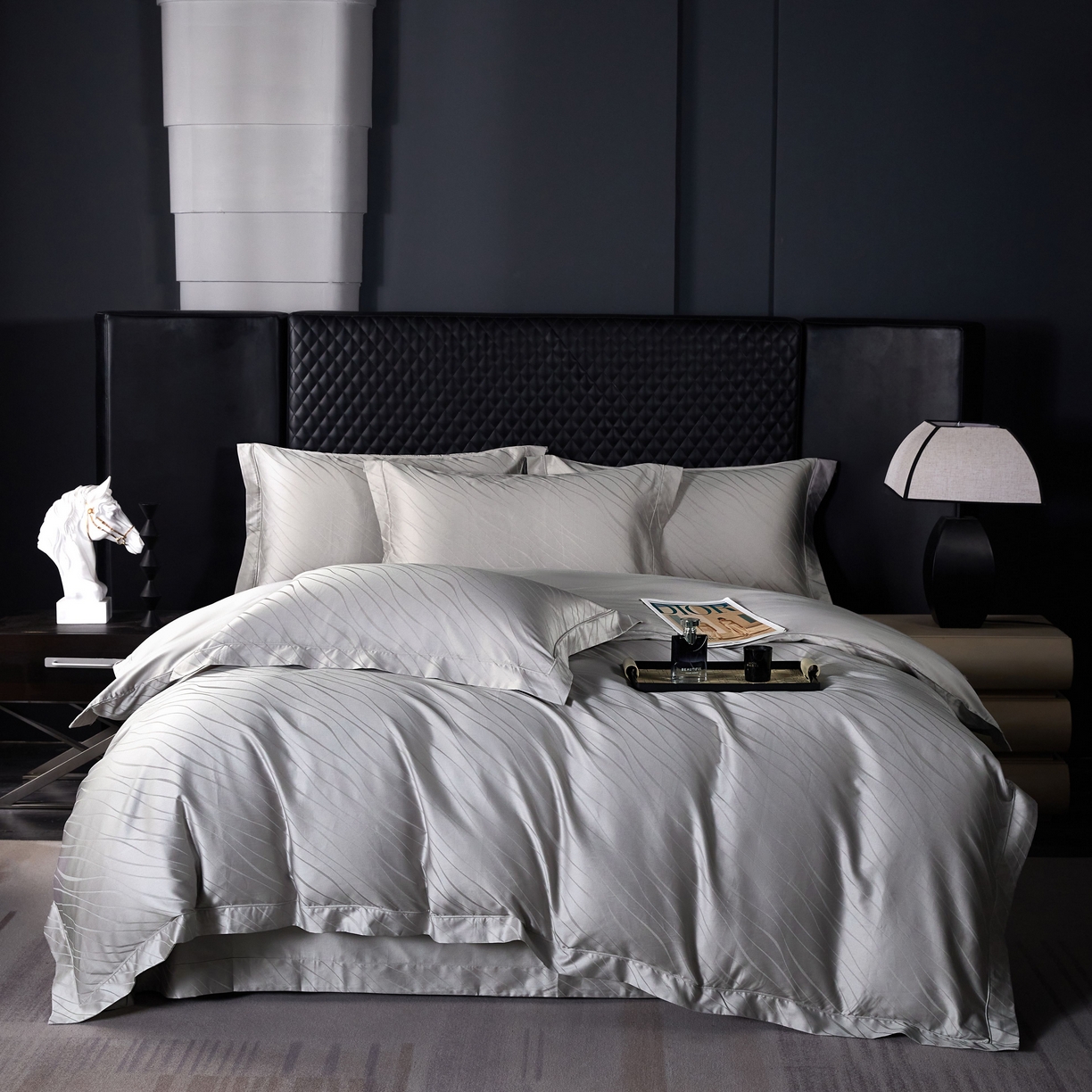 91家纺网 家纺一手货源 找家纺 （总）榻尚家居 2026新款埋绳提花系列全棉纯棉贡缎提花四件套