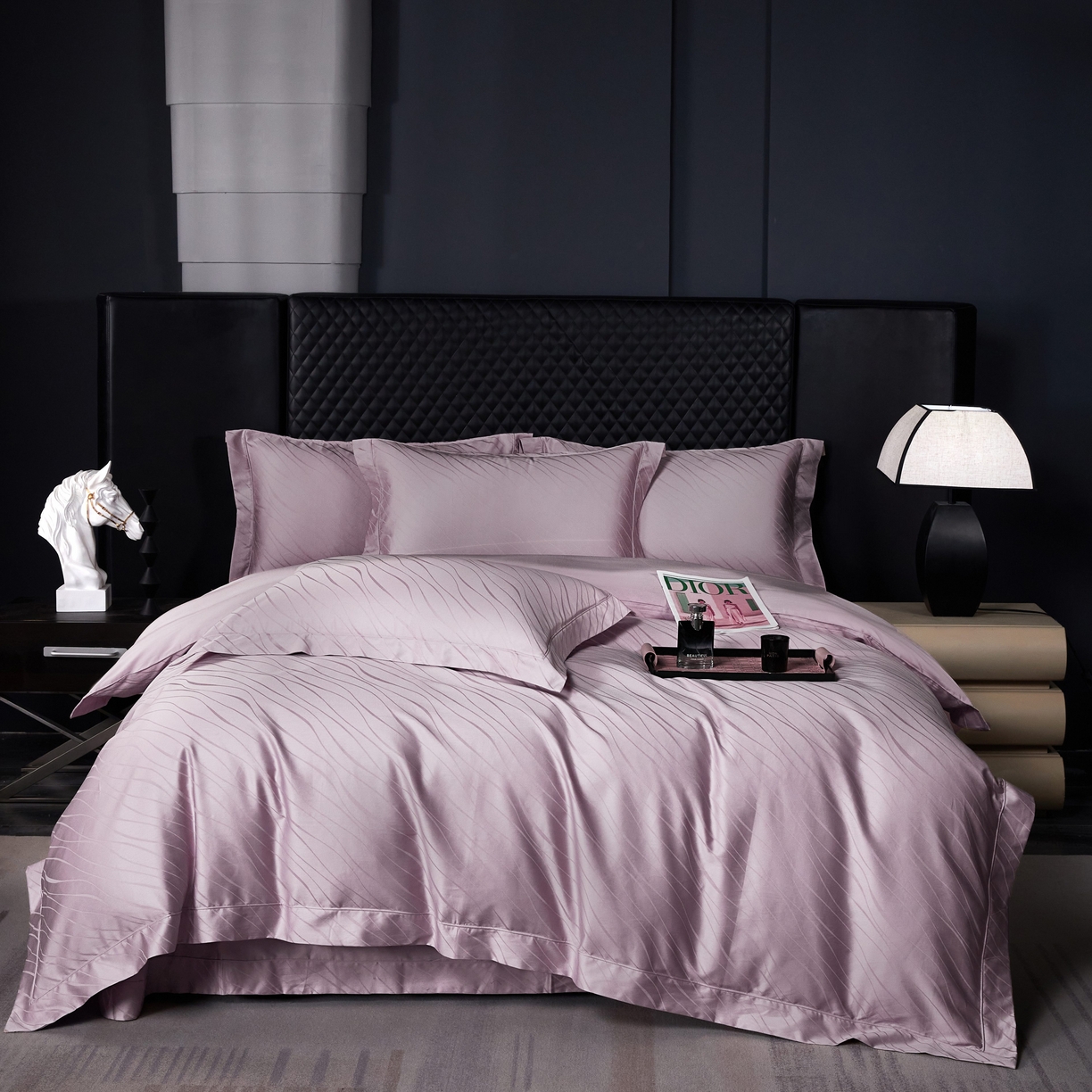 91家纺网 家纺一手货源 找家纺 （总）榻尚家居 2026新款埋绳提花系列全棉纯棉贡缎提花四件套