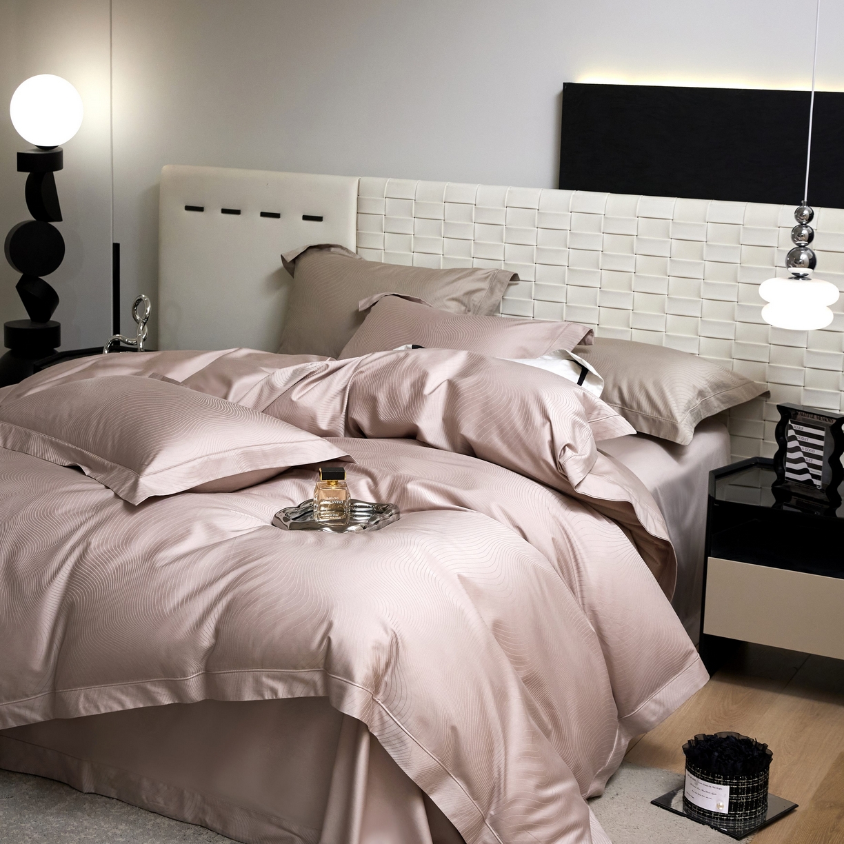 91家纺网 家纺一手货源 找家纺 （总）榻尚家居 2026新款埋绳提花系列全棉纯棉贡缎提花四件套