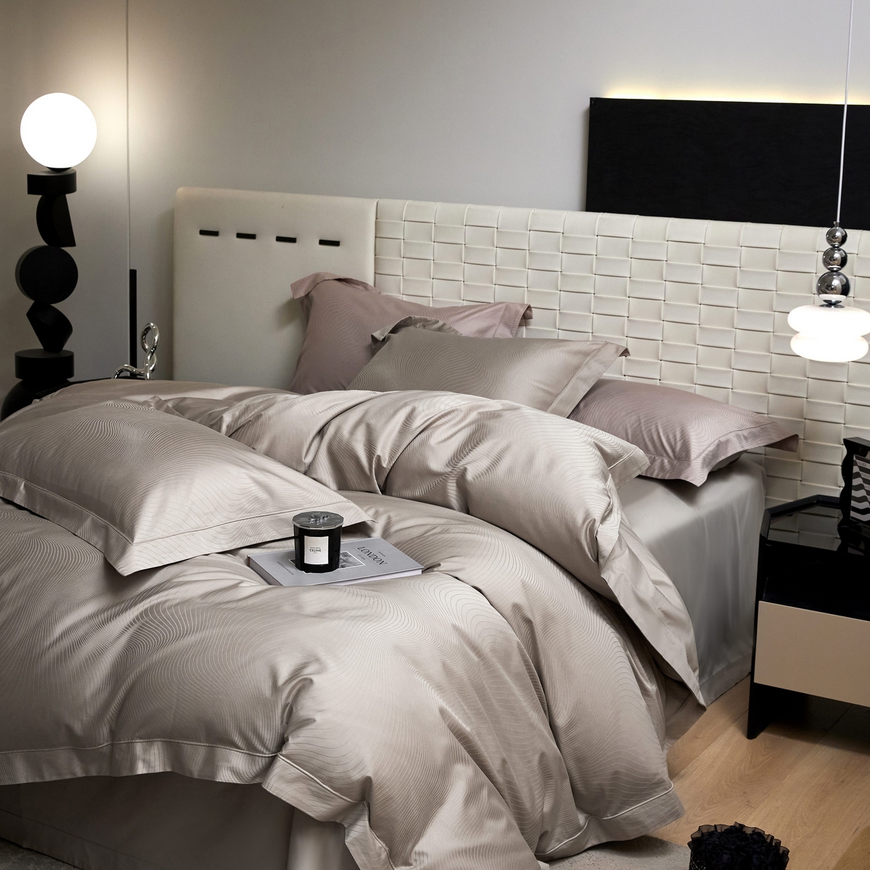 91家纺网 家纺一手货源 找家纺 （总）榻尚家居 2026新款埋绳提花系列全棉纯棉贡缎提花四件套