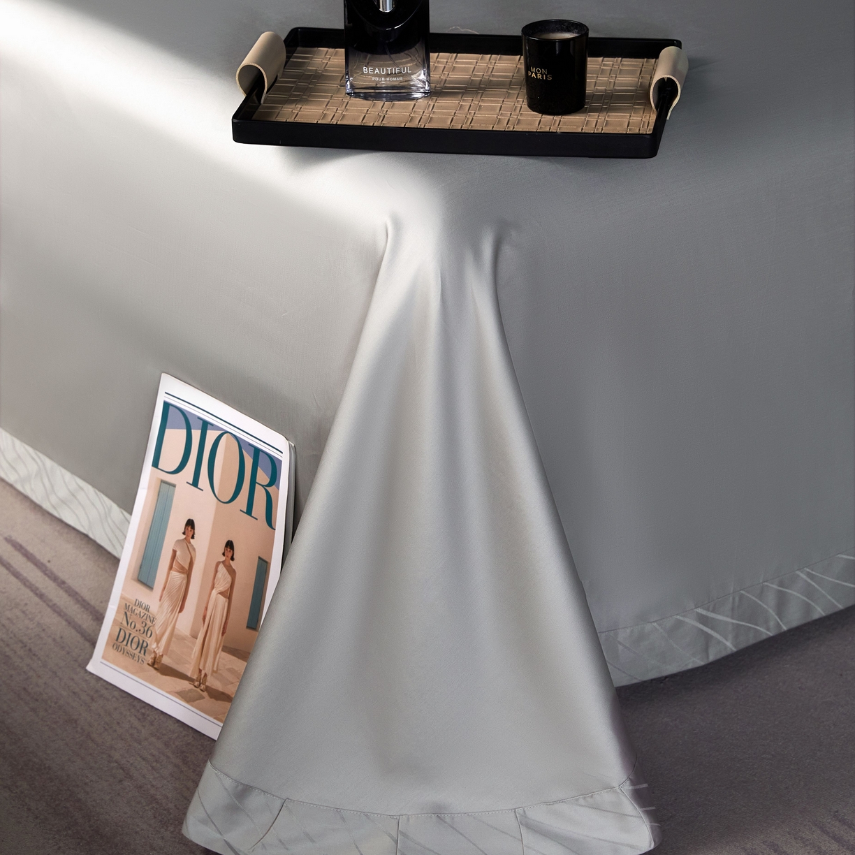 91家纺网 家纺一手货源 找家纺 榻尚家居 2026新款埋绳提花系列全棉纯棉贡缎提花四件套 布拉诺-高级灰