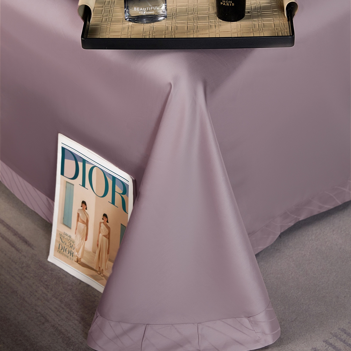 91家纺网 家纺一手货源 找家纺 榻尚家居 2026新款埋绳提花系列全棉纯棉贡缎提花四件套 布拉诺-莫奈紫