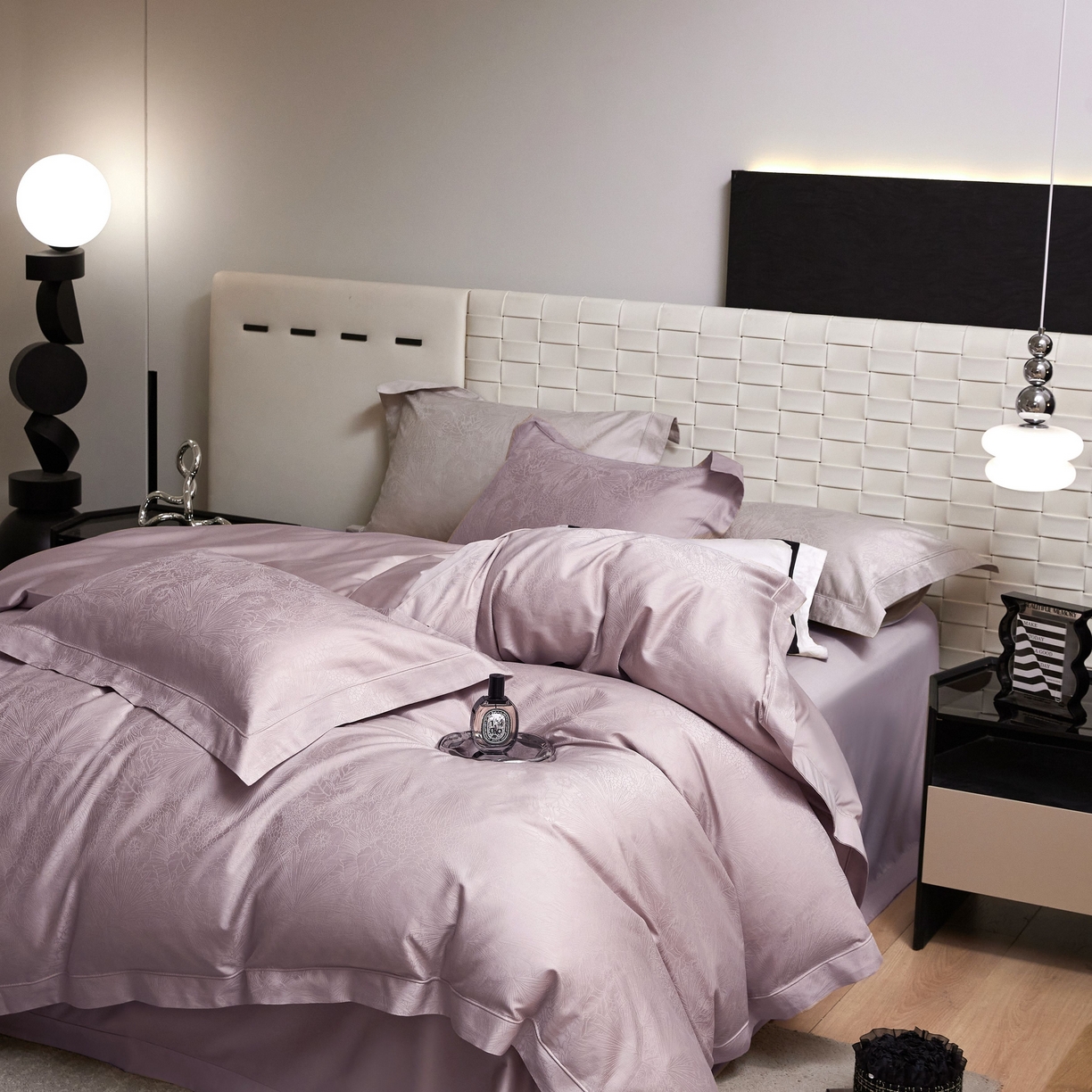 榻尚家居 2026新款埋绳提花系列全棉纯棉贡缎提花四件套 洛奇-莫奈紫