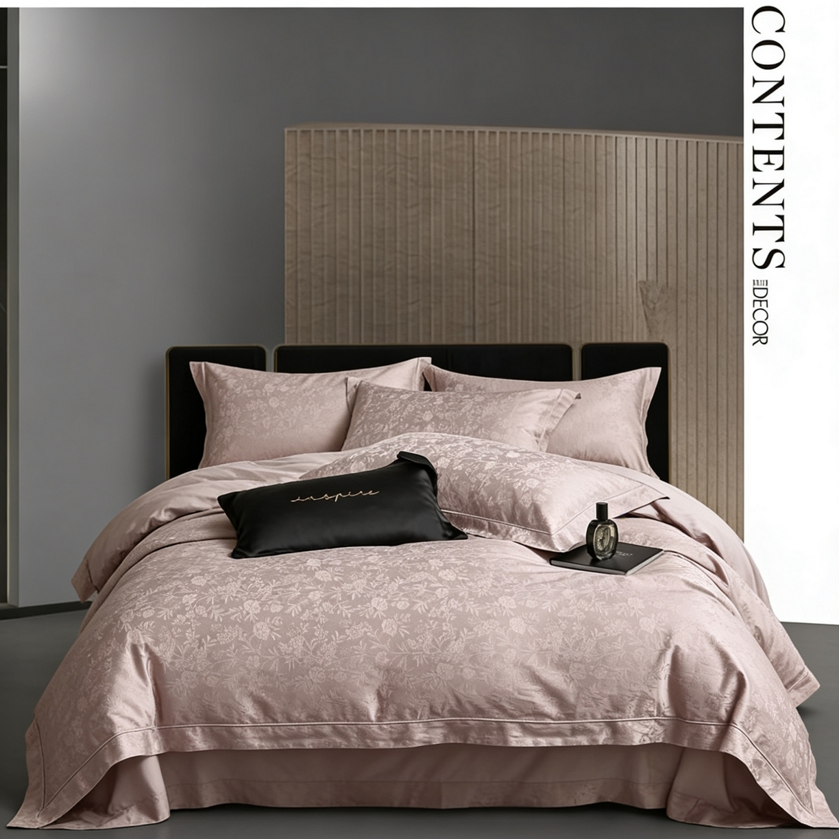 榻尚家居 2026新款埋绳提花系列全棉纯棉贡缎提花四件套 漫舞花丛 尔雅灰