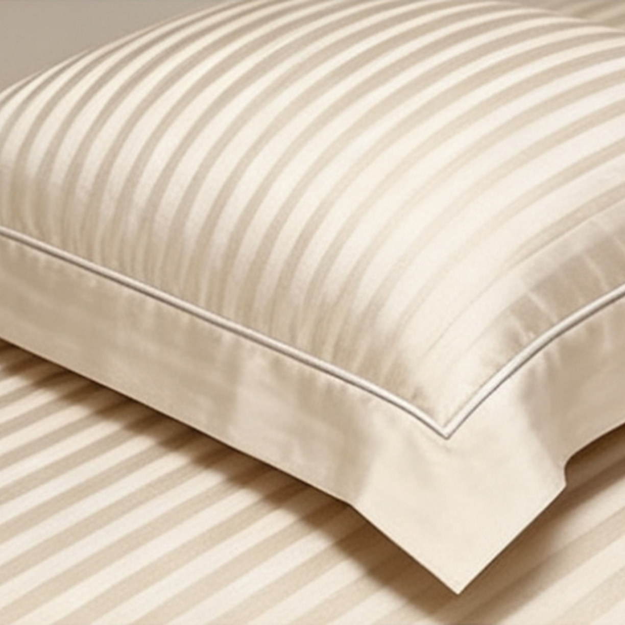 91家纺网 家纺一手货源 找家纺 榻尚家居 2026新款埋绳提花系列全棉纯棉贡缎提花四件套 素锦-浅米灰