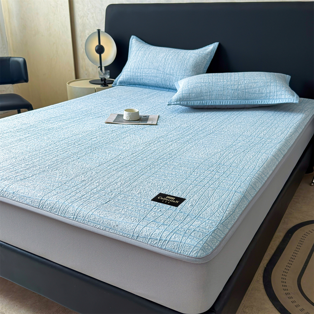 91家纺网 家纺一手货源 找家纺 （总）慕木家纺 2026新款简约复合三明治冰豆豆席子凉席罗马曲线(提供买家秀)-床笠款