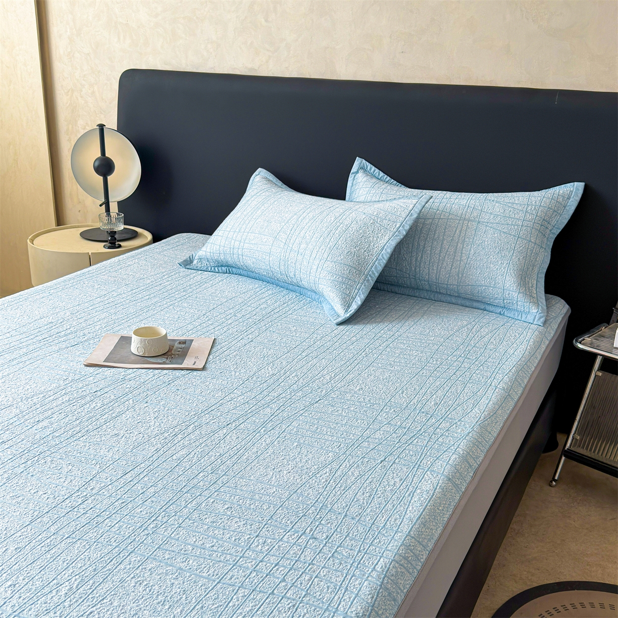 91家纺网 家纺一手货源 找家纺 （总）慕木家纺 2026新款简约复合三明治冰豆豆席子凉席罗马曲线(提供买家秀)-床笠款