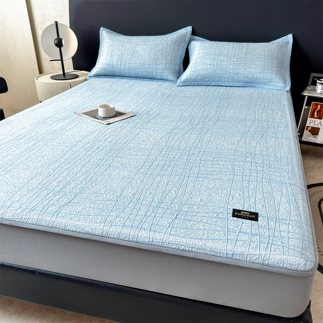 91家纺网 家纺一手货源 找家纺 （总）慕木家纺 2026新款简约复合三明治冰豆豆席子凉席罗马曲线(提供买家秀)-床笠款