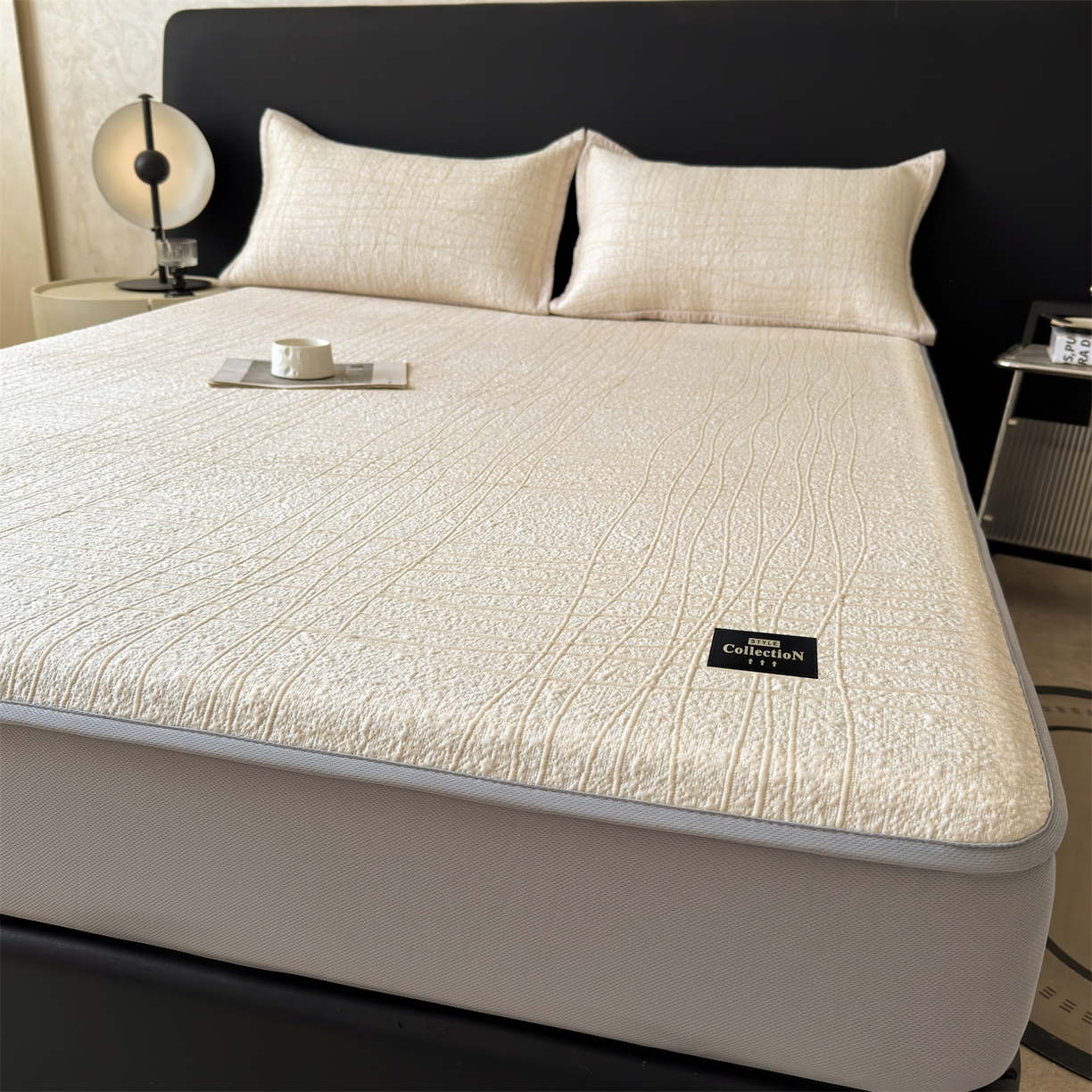 91家纺网 家纺一手货源 找家纺 慕木家纺 2026新款简约复合三明治冰豆豆席子凉席罗马曲线(提供买家秀)-床笠款 罗马曲线-卡其