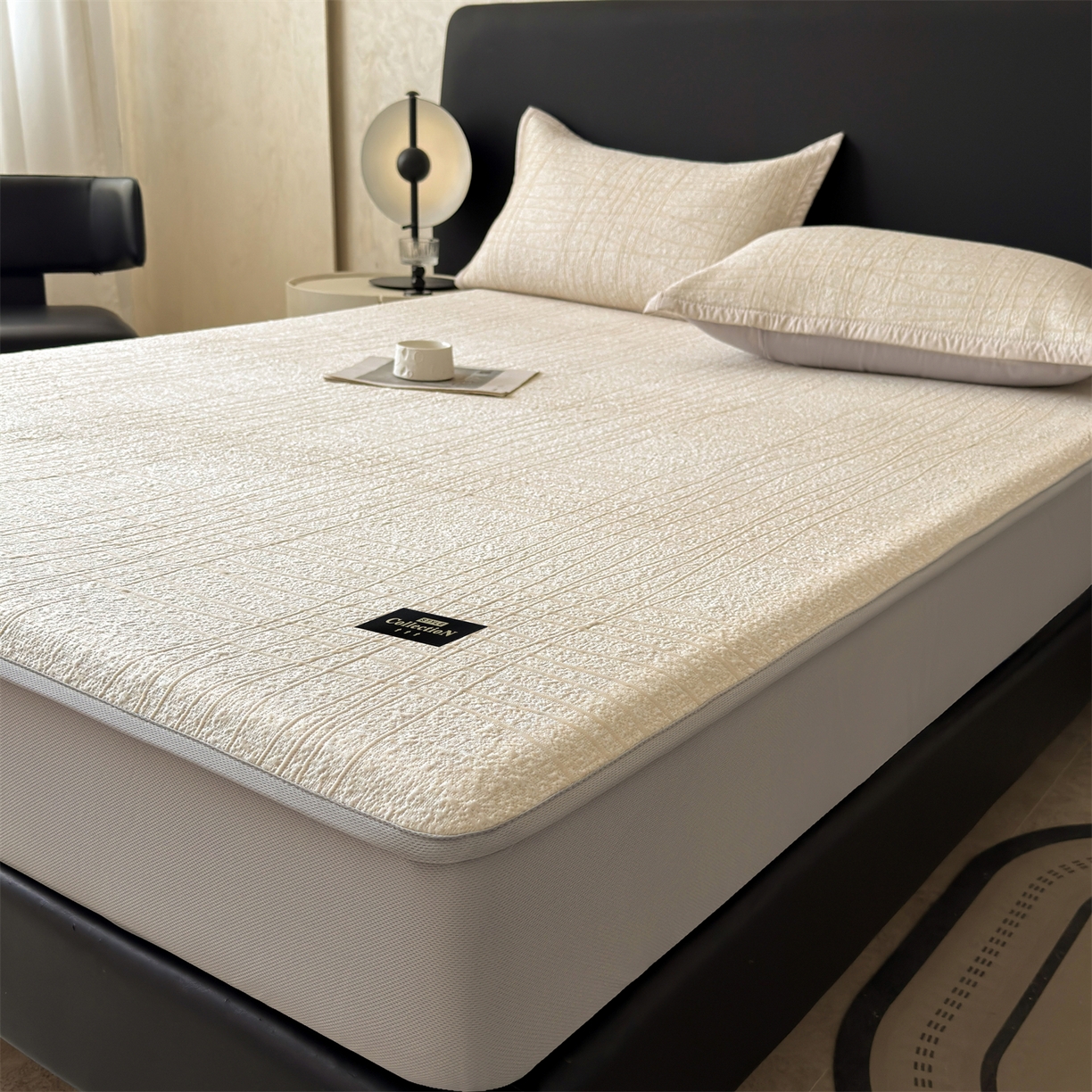 91家纺网 家纺一手货源 找家纺 慕木家纺 2026新款简约复合三明治冰豆豆席子凉席罗马曲线(提供买家秀)-床笠款 罗马曲线-卡其