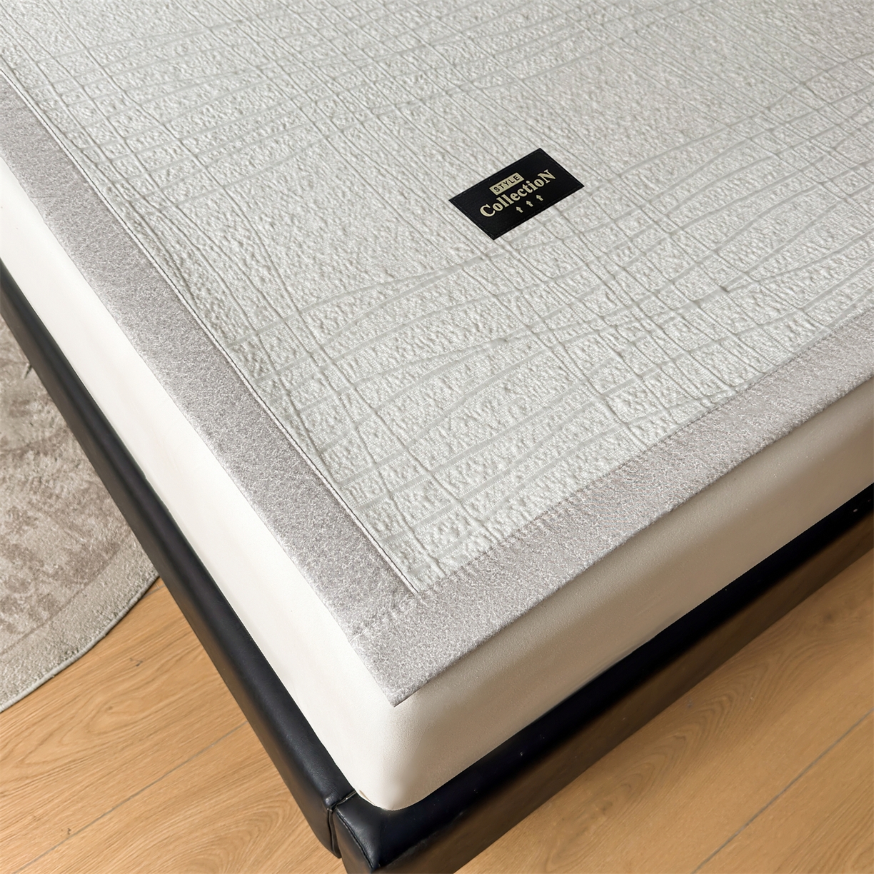 91家纺网 家纺一手货源 找家纺 慕木家纺 2026新款简约复合三明治冰豆豆席子凉席罗马曲线(提供买家秀)-床席款 罗马曲线-灰