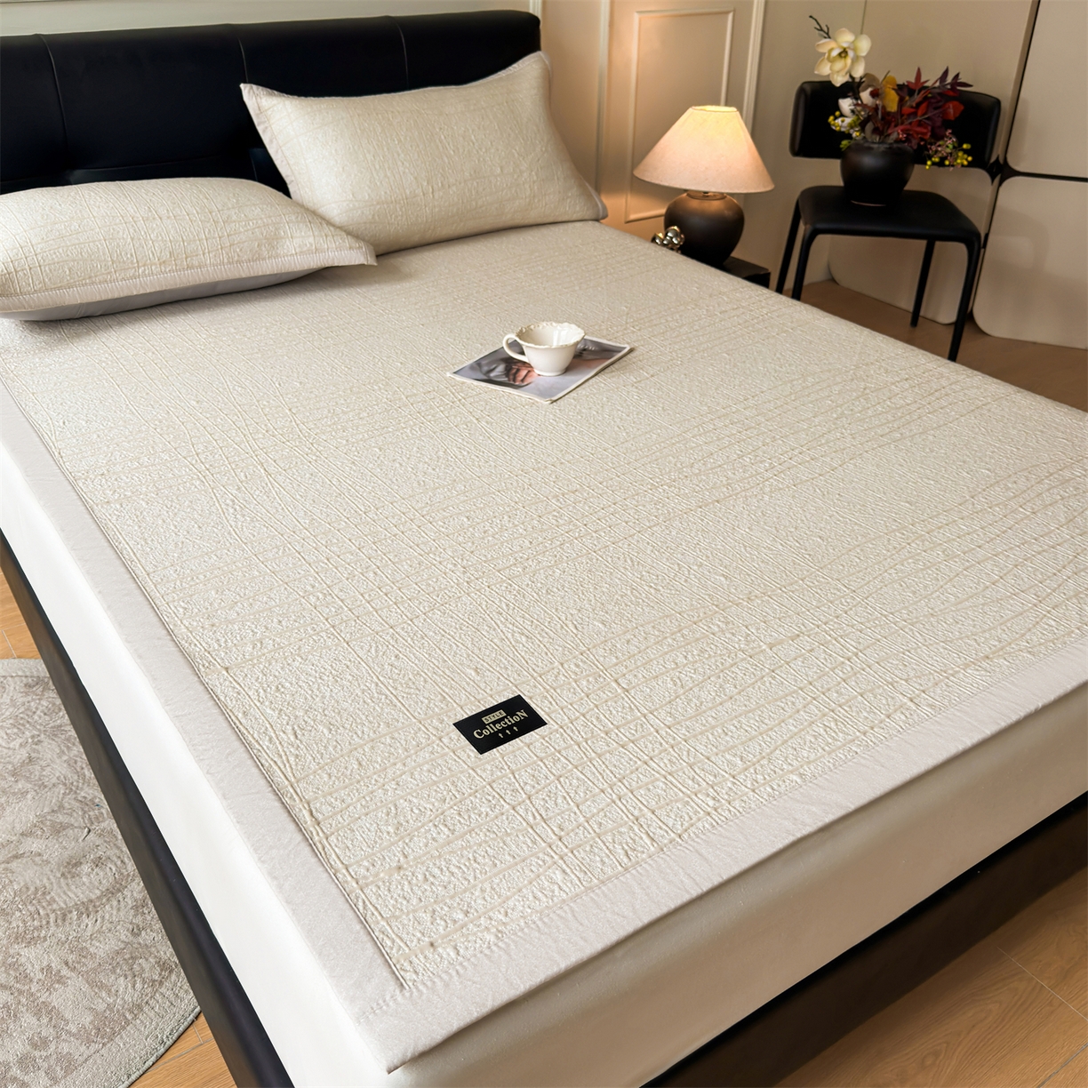 91家纺网 家纺一手货源 找家纺 慕木家纺 2026新款简约复合三明治冰豆豆席子凉席罗马曲线(提供买家秀)-床席款 罗马曲线-卡其