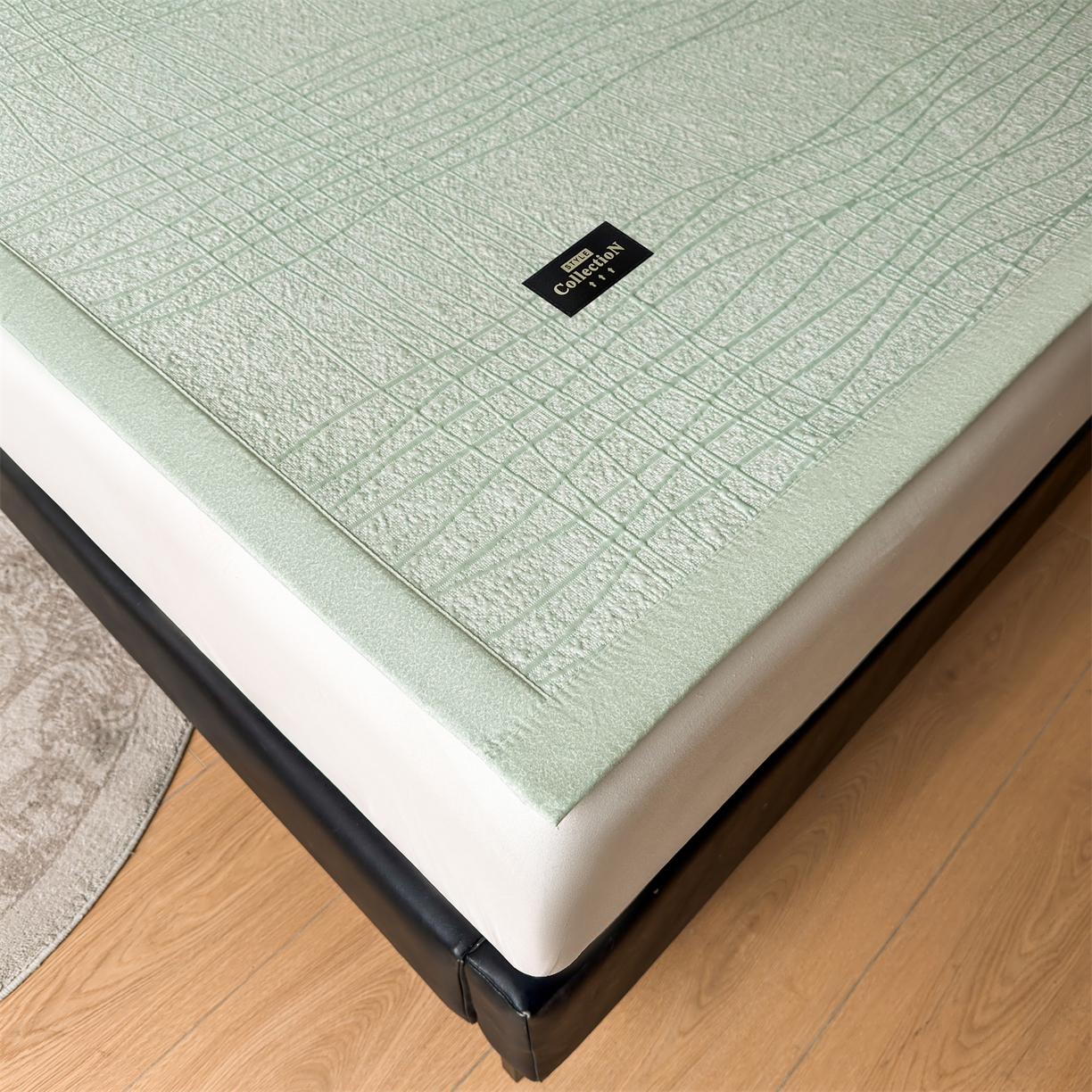 91家纺网 家纺一手货源 找家纺 慕木家纺 2026新款简约复合三明治冰豆豆席子凉席罗马曲线(提供买家秀)-床席款 罗马曲线-绿