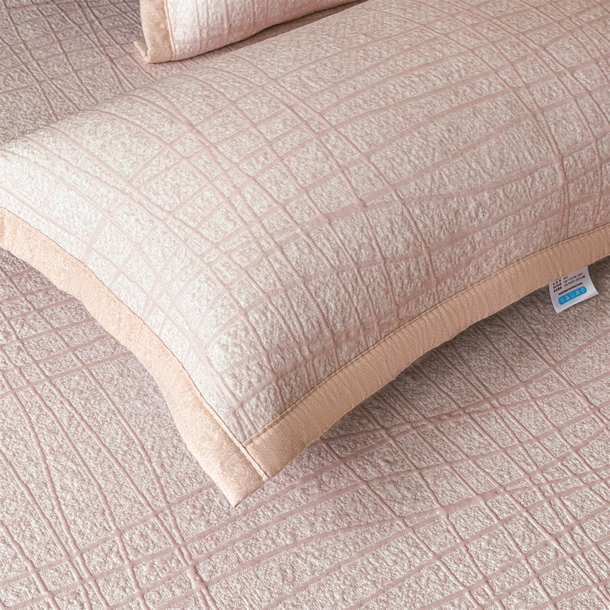 91家纺网 家纺一手货源 找家纺 慕木家纺 2026新款简约复合三明治冰豆豆席子凉席罗马曲线(提供买家秀)-床席款 罗马曲线-粉