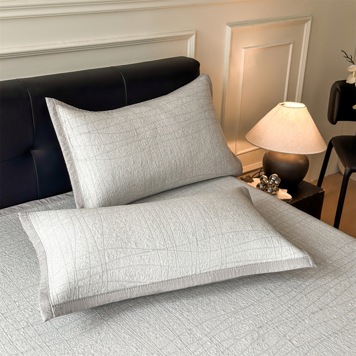 91家纺网 家纺一手货源 找家纺 慕木家纺 2026新款简约复合三明治冰豆豆席子凉席罗马曲线(提供买家秀)-床席款 罗马曲线-灰