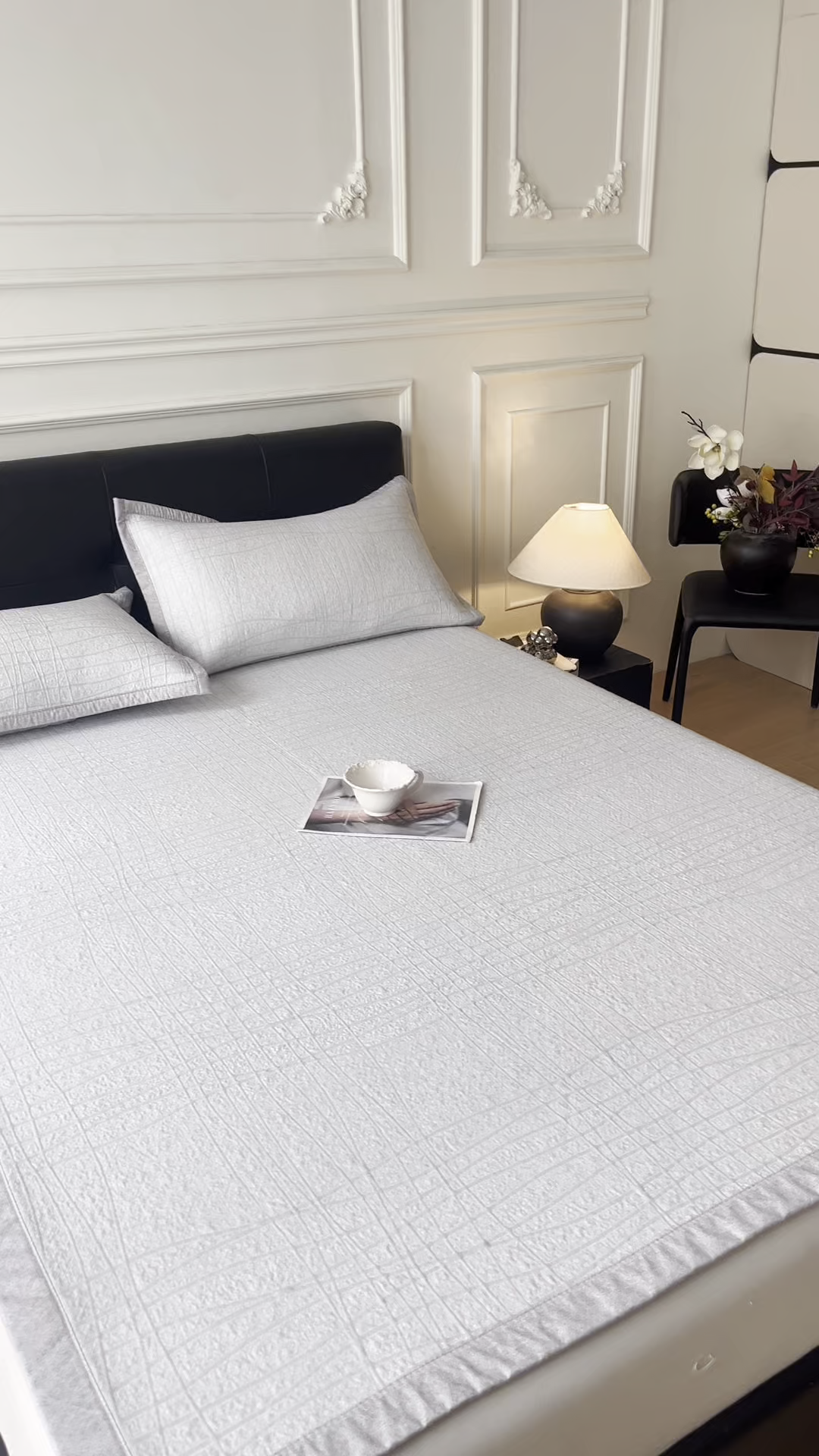 91家纺网 家纺一手货源 找家纺 慕木家纺 2026新款简约复合三明治冰豆豆席子凉席罗马曲线(提供买家秀)-床席款 罗马曲线-灰