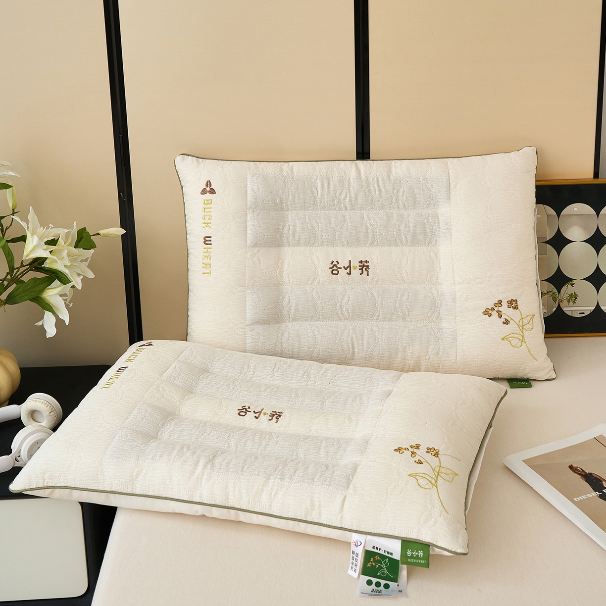 （总）梦叶草 2026新款邹邹纱提花谷小荞荞麦护颈枕头枕芯