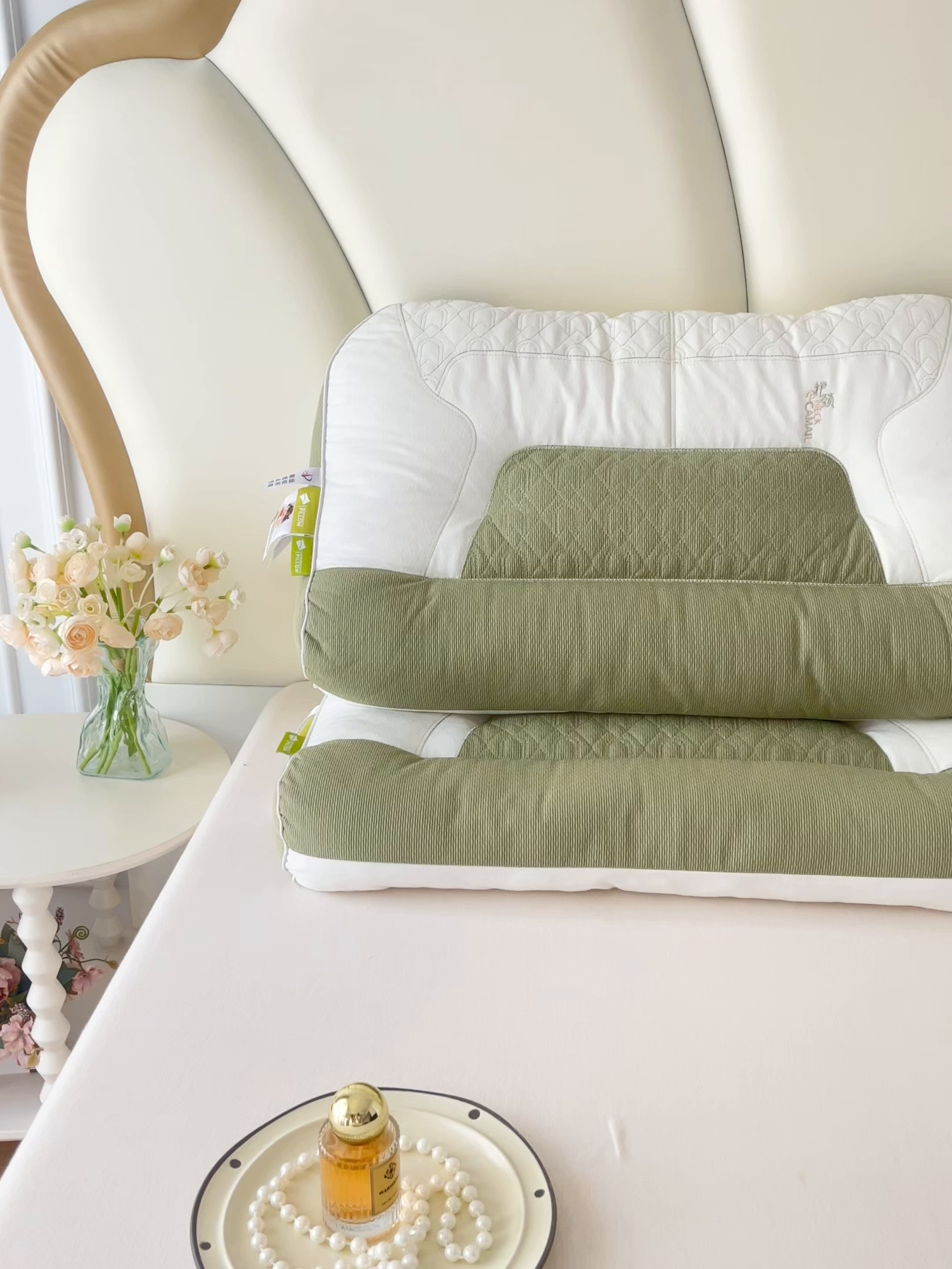 91家纺网 家纺一手货源 找家纺 梦叶草 2026新款枕就睡眠反弓牵引护颈枕助睡眠枕头 枕就睡眠反弓牵引枕-绿