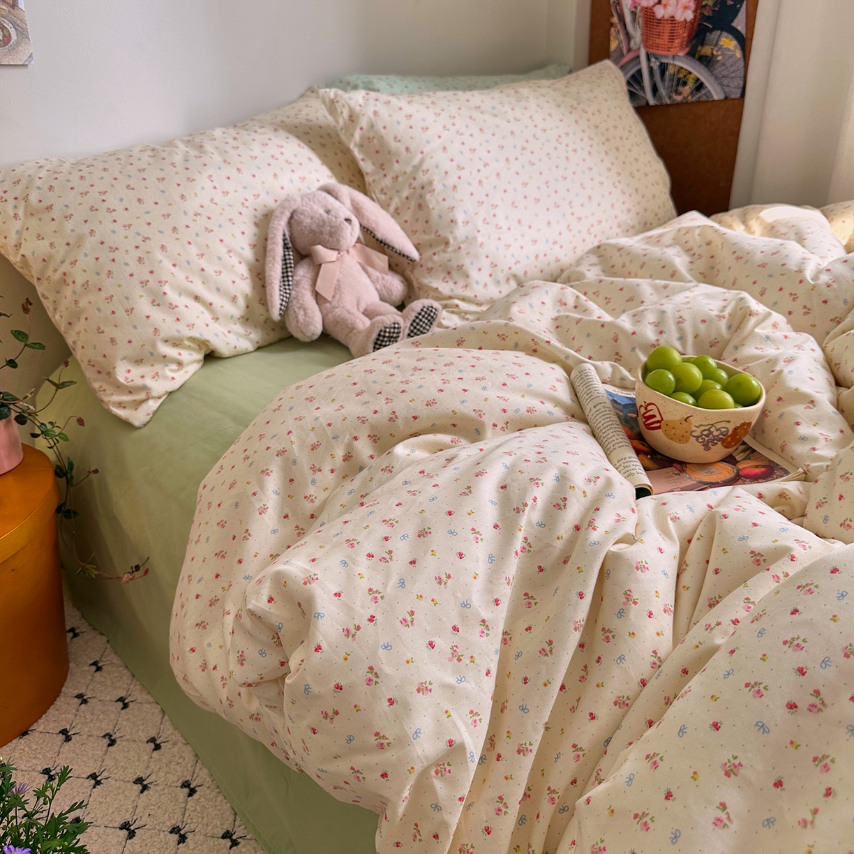 91家纺网 家纺一手货源 找家纺 （总）艾咪-Amy ntmy 2026新款博主风清新田园小碎花全棉纯棉四件套-甜樱