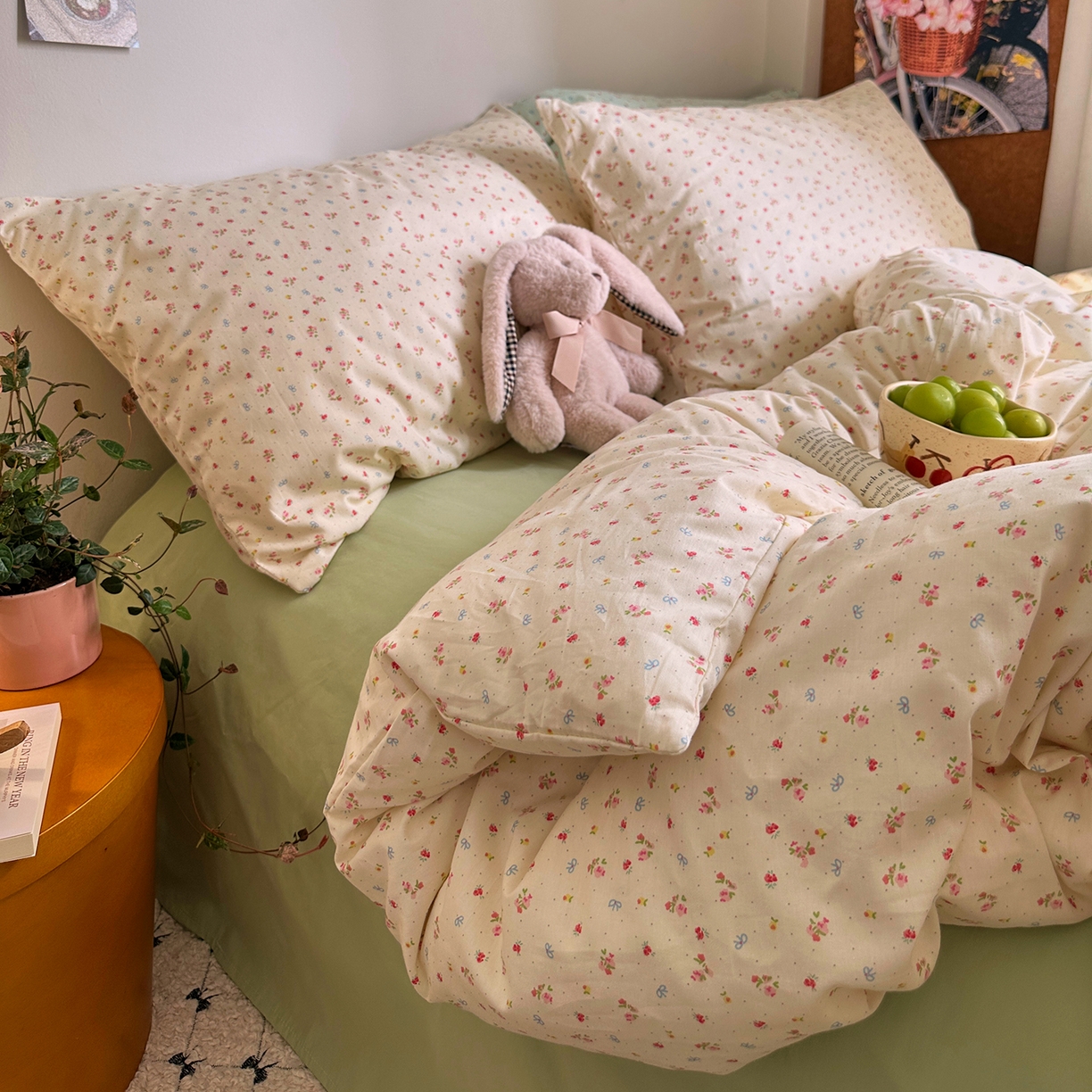 91家纺网 家纺一手货源 找家纺 （总）艾咪-Amy ntmy 2026新款博主风清新田园小碎花全棉纯棉四件套-甜樱