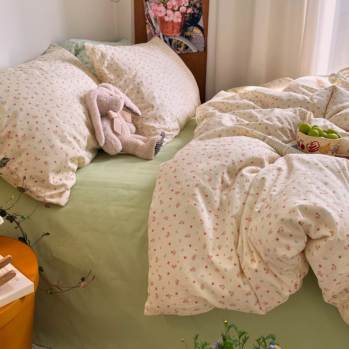 91家纺网 家纺一手货源 找家纺 （总）艾咪-Amy ntmy 2026新款博主风清新田园小碎花全棉纯棉四件套-甜樱