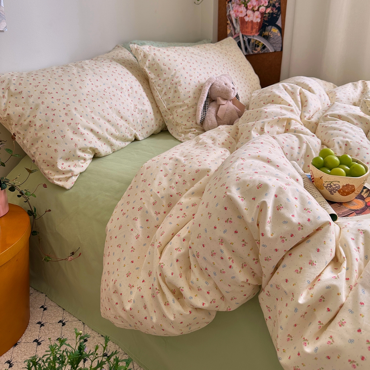 91家纺网 家纺一手货源 找家纺 （总）艾咪-Amy ntmy 2026新款博主风清新田园小碎花全棉纯棉四件套-甜樱