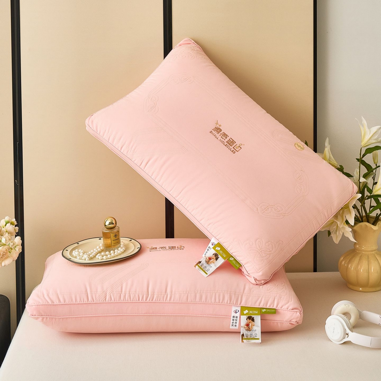 91家纺网 家纺一手货源 找家纺 梦叶草 2026新款糯感蛋白深睡枕头护颈枕芯 糯感枕芯-粉色
