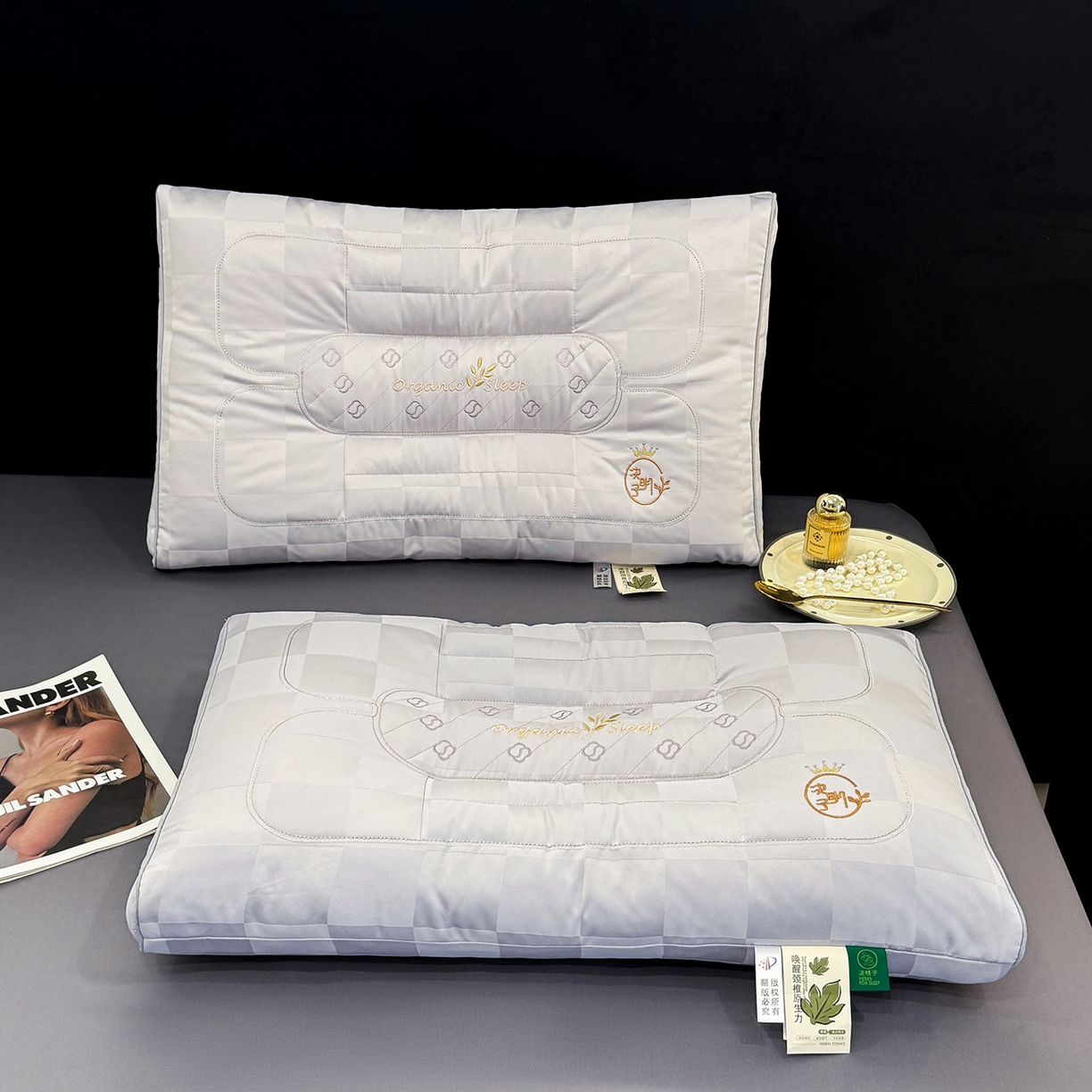 91家纺网 家纺一手货源 找家纺 梦叶草 2026新款简约生活决明子枕芯护颈枕头 简约生活决明子枕-灰色