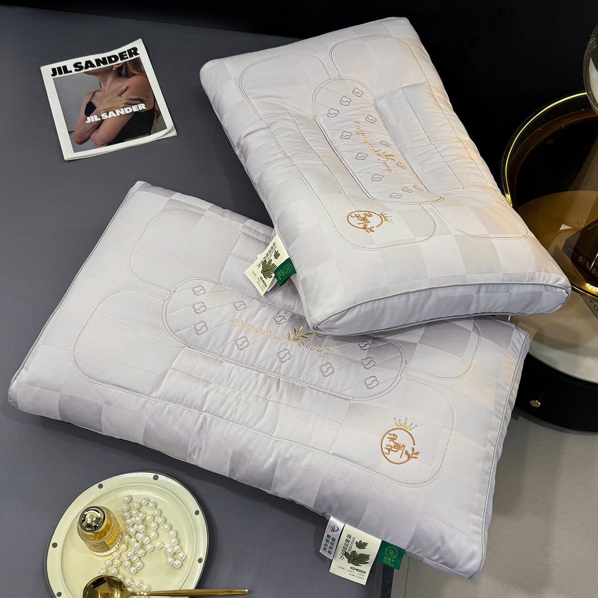 91家纺网 家纺一手货源 找家纺 梦叶草 2026新款简约生活决明子枕芯护颈枕头 简约生活决明子枕-灰色