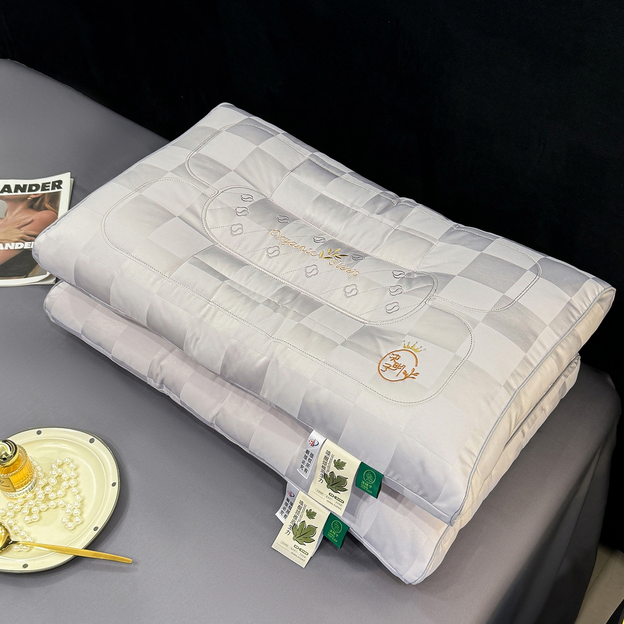 91家纺网 家纺一手货源 找家纺 梦叶草 2026新款简约生活决明子枕芯护颈枕头 简约生活决明子枕-灰色