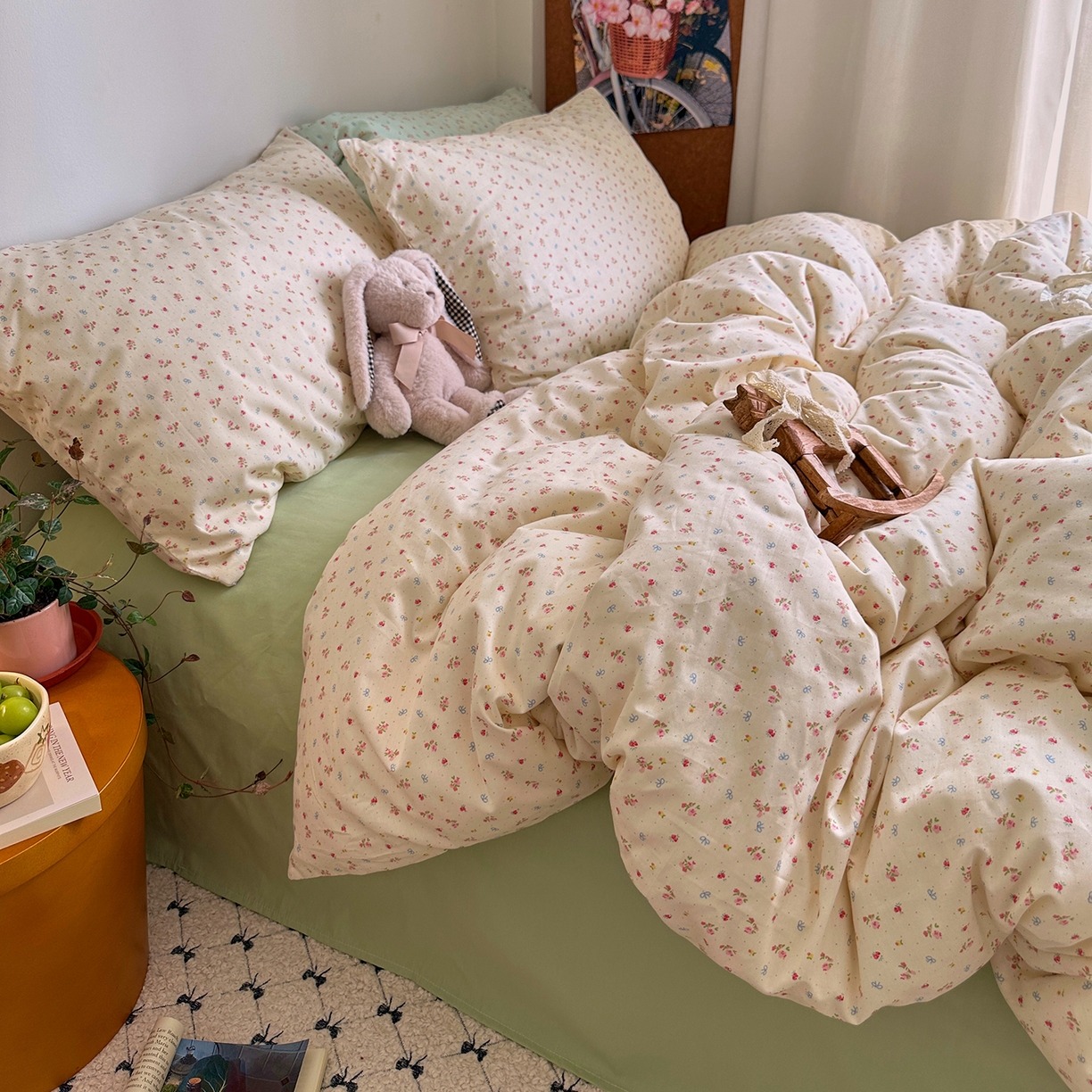 91家纺网 家纺一手货源 找家纺 （总）艾咪-Amy ntmy 2026新款博主风清新田园小碎花全棉纯棉四件套-甜樱