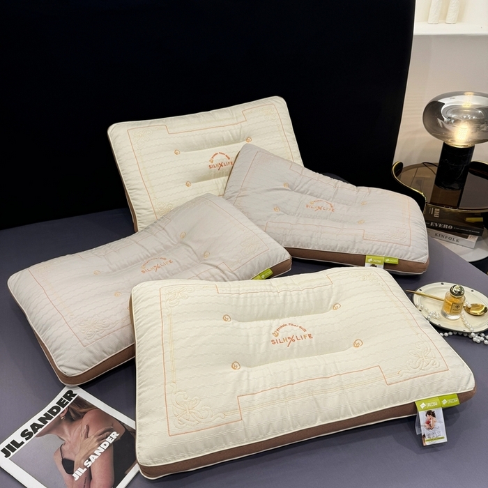 梦叶草 2026新款低调生活简约灰白护颈枕头枕芯 组合图仅供参考不可下单