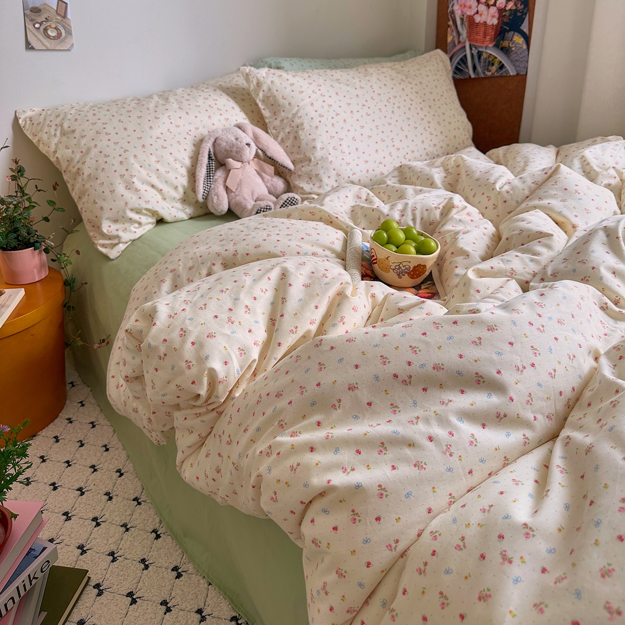 91家纺网 家纺一手货源 找家纺 （总）艾咪-Amy ntmy 2026新款博主风清新田园小碎花全棉纯棉四件套-甜樱