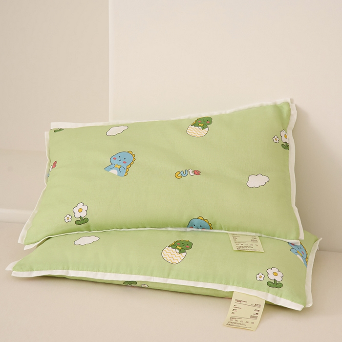 91家纺网 家纺一手货源 找家纺 梦叶草 2026新款A类卡通纯棉棉花儿童枕枕头枕芯 绿色恐龙