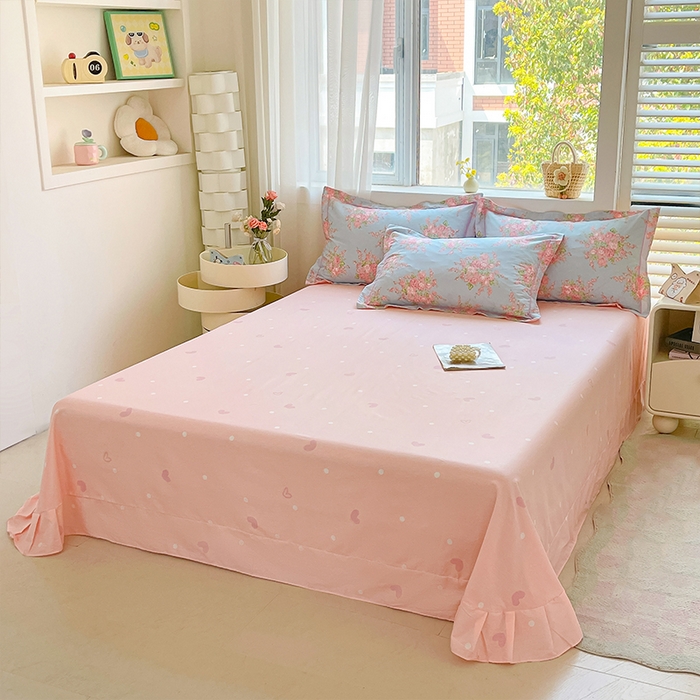 91家纺网 家纺一手货源 找家纺 帛美家纺 2026新款全棉纯棉印花四件套 沐蓝