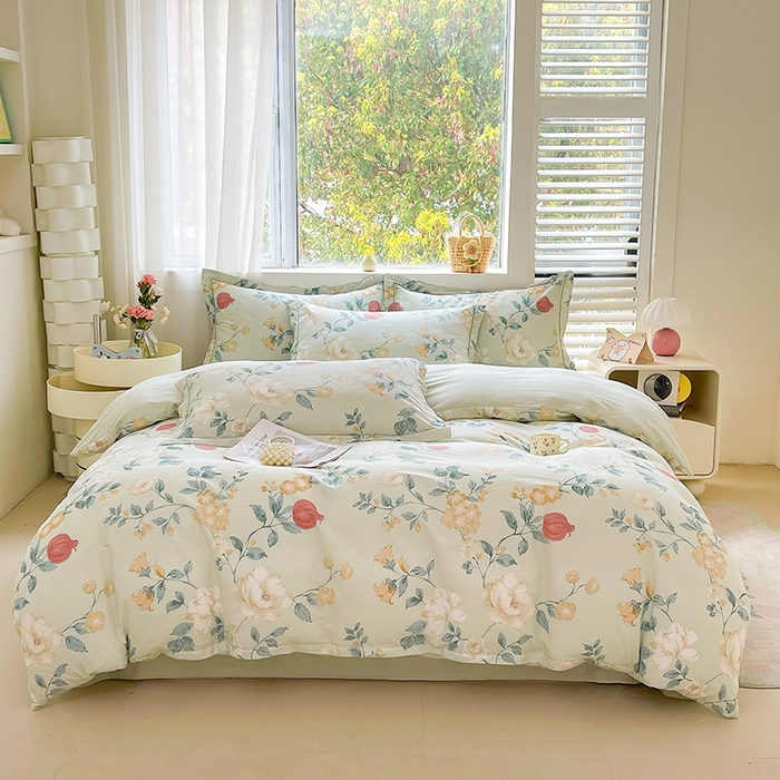 91家纺网 家纺一手货源 找家纺 帛美家纺 2026新款全棉纯棉印花四件套 墨染烟霞