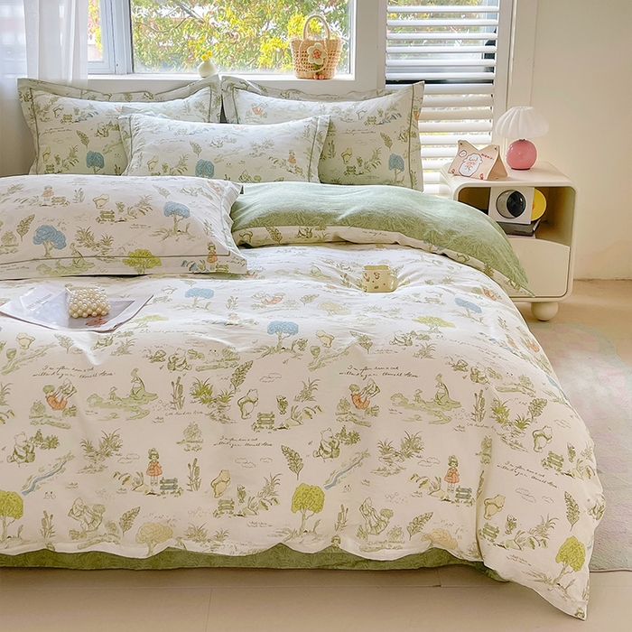 91家纺网 家纺一手货源 找家纺 帛美家纺 2026新款全棉纯棉印花四件套 童话故事