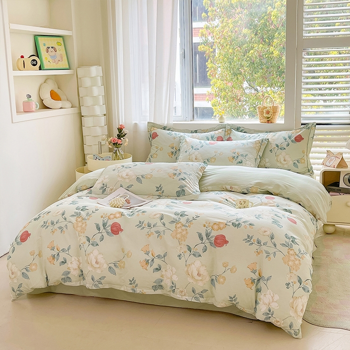 91家纺网 家纺一手货源 找家纺 帛美家纺 2026新款全棉纯棉印花四件套 墨染烟霞