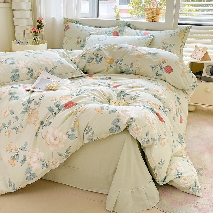 91家纺网 家纺一手货源 找家纺 帛美家纺 2026新款全棉纯棉印花四件套 墨染烟霞