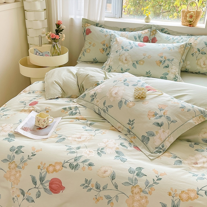 91家纺网 家纺一手货源 找家纺 帛美家纺 2026新款全棉纯棉印花四件套 墨染烟霞