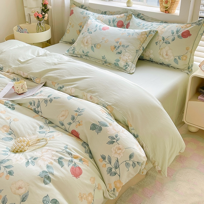 91家纺网 家纺一手货源 找家纺 帛美家纺 2026新款全棉纯棉印花四件套 墨染烟霞